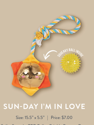 SUNDAY I'M IN LOVE PLUSH DOG TOY Case of 4