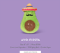Avo-Fiesta avocado dog toy with a sombrero and mustache