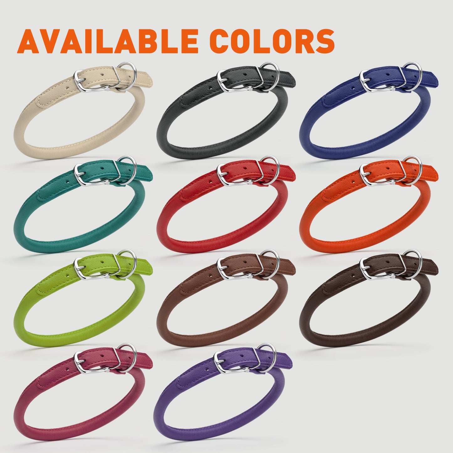 Soft Leather Round Dog Collar