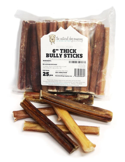 6" Thick Bully Sticks - Odor Free (Bulk) - Pack of 25
