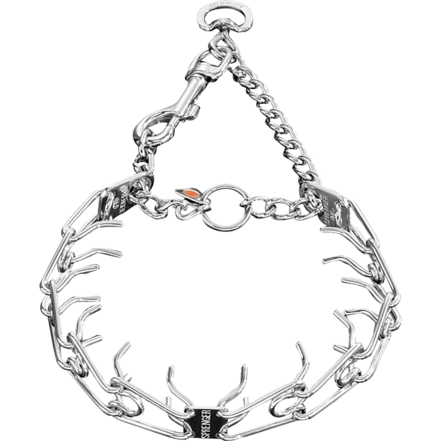 Herm Sprenger - ULTRA-PLUS Training Collar with Center-Plate, Assembly Chain, and Snap Hook - Comfort Version - Stainless steel