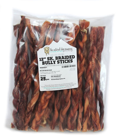 12" Standard Braided Bully Sticks - Odor Free (Bulk) - Pack of 25