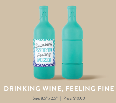 DRINKIN WINE FEELIN FINE RUBBER W/ PLUSH DOG TOY Case of 4
