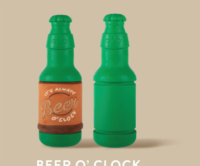 BEER OCLOCK RUBBER W/PLUSH DOG TOY Case of 4