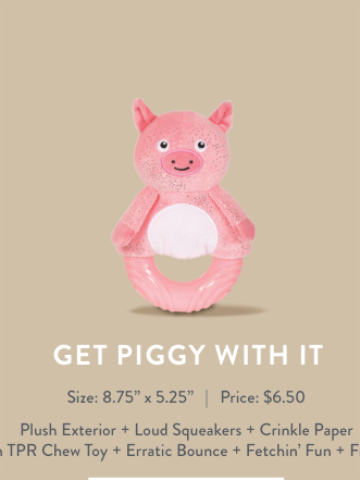 Fringe Studio GET PIGGY WITH IT TPR W/ PLUSH DOG TOY