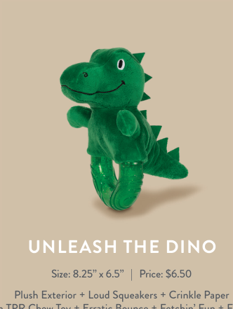 UNLEASH THE DINO TPR W/ PLUSH DOG TOY Case of 4