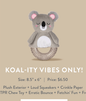 Koala plush toy with a textured ring for chewing