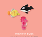Fringe Studio HIGH FIN BUDS 3PCS SMALL DOG TOY Case of 4