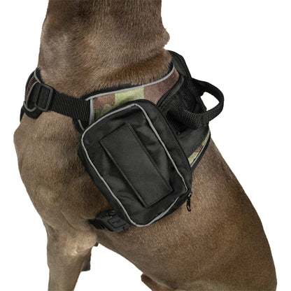 Quest Dog Harness Removable Utility Saddlebags + Built-In Waste Bag Dispenser