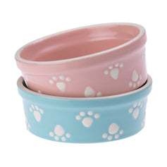 Stoneware Pastel Paws - Blue & Pink Asst'd - 4.75"Dia x 1.25"H (Inner Pack: 4)