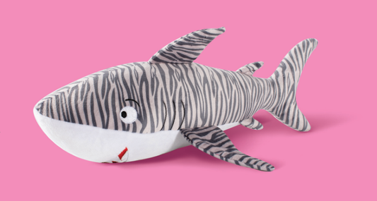 Fringe Studio TIGER SHARK-LARGE PLUSH DOG TOY with grey and white stripes