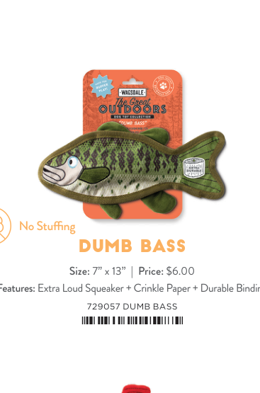 Wagsdale The Great Outdoors Dumb Bass dog toy