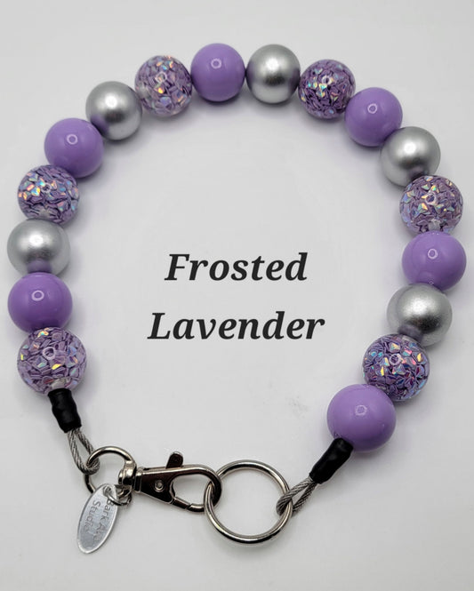Frosted Lavender dog collar with purple and silver beads