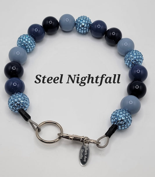 Steel Nightfall beaded dog collar by Bark Ave Studio