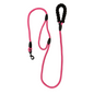 Bark Appeal 6' Dual-Handle Rope Leash in pink with black padded handles and black metal clip