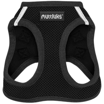 Muttluks MuTTravel BreezyVest Classic Harness in black mesh with reflective strips