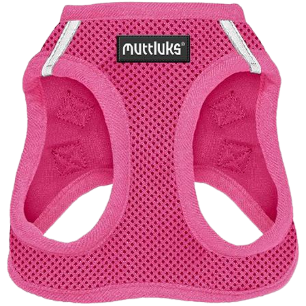 Muttluks pink mesh dog harness with reflective strips