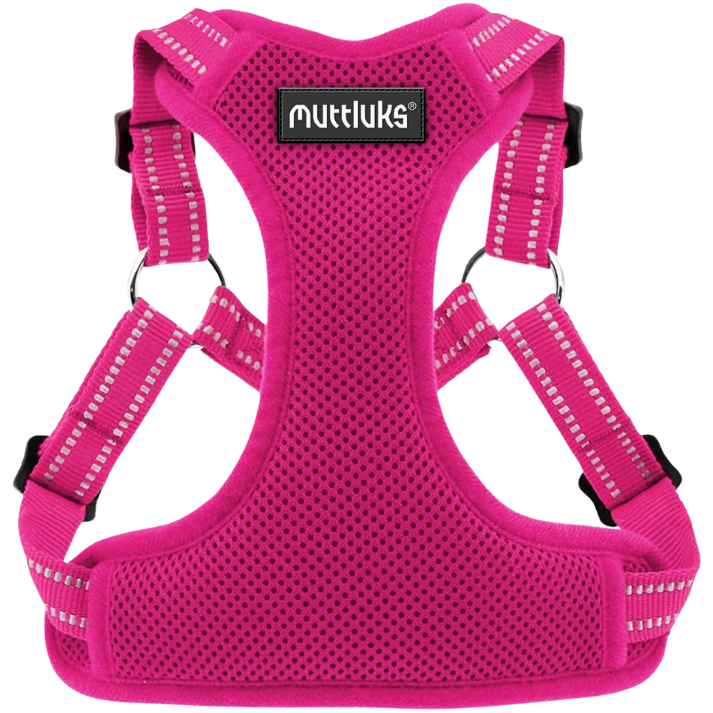 Muttluks pink dog harness with reflective strips