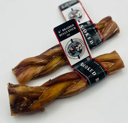Two 6 inch braided bully sticks from The Craft Butcher