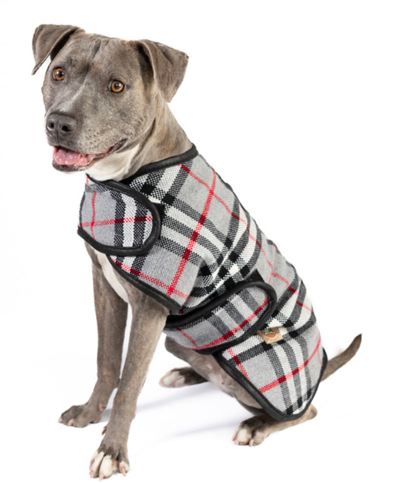 Dog Blanket Coats Steel Tartan Plaid