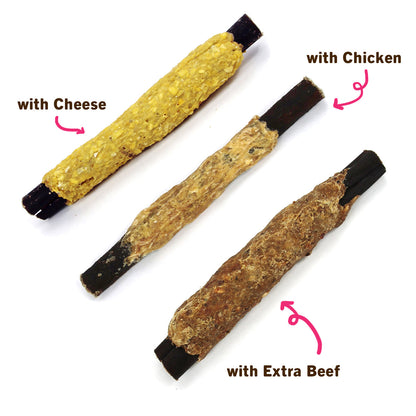 6" Collagen Sticks Variety Pack (3 Pcs) with Beef, Chicken and Cheese- EACH
