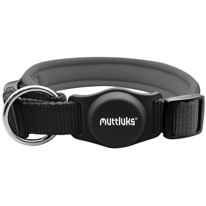 Muttluks MuTTravel ComfiNek Collar with AirTag Case, black and grey