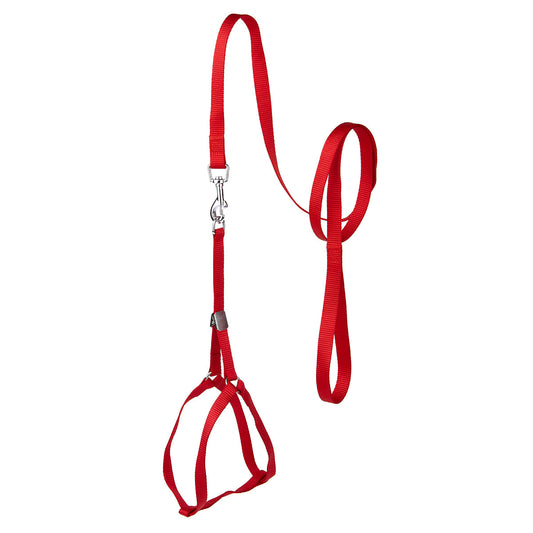 DOGLINE Step-In Nylon Dog Harness and Optional Flower Leash in red