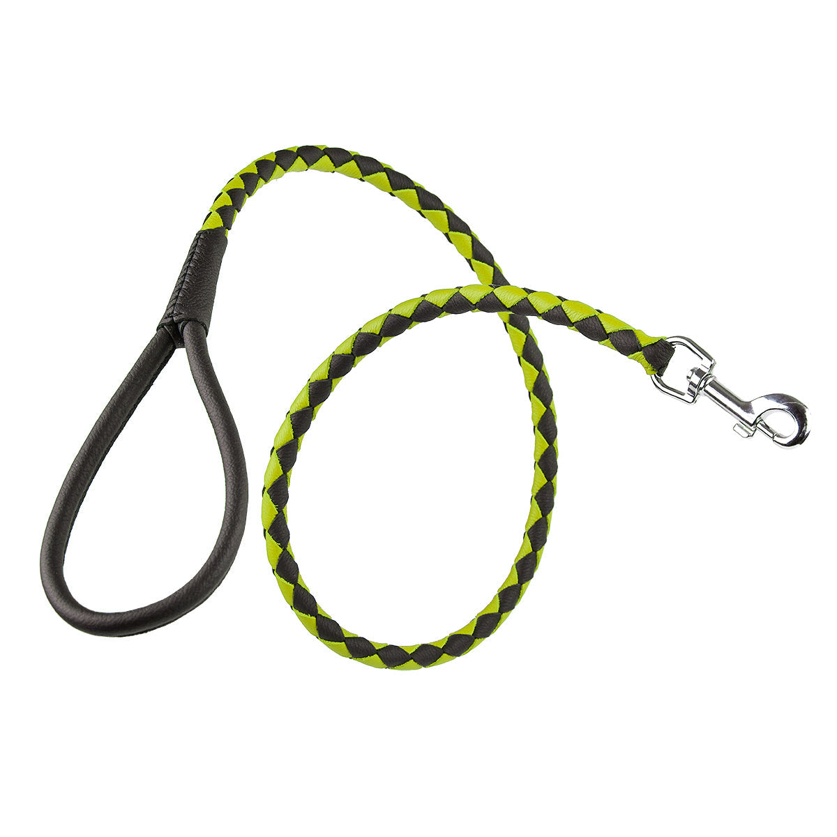 Soft Leather Dual-Color Braided Round Dog Lead