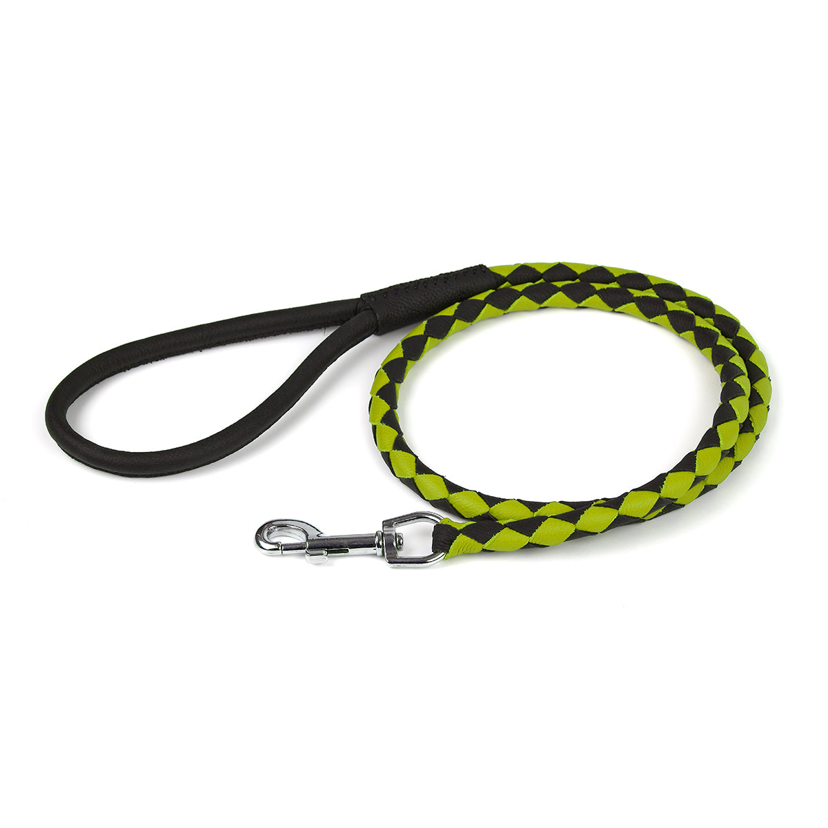 Soft Leather Dual-Color Braided Round Dog Lead