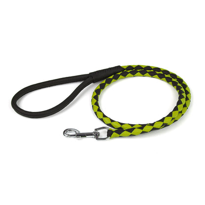 Soft Leather Dual-Color Braided Round Dog Lead
