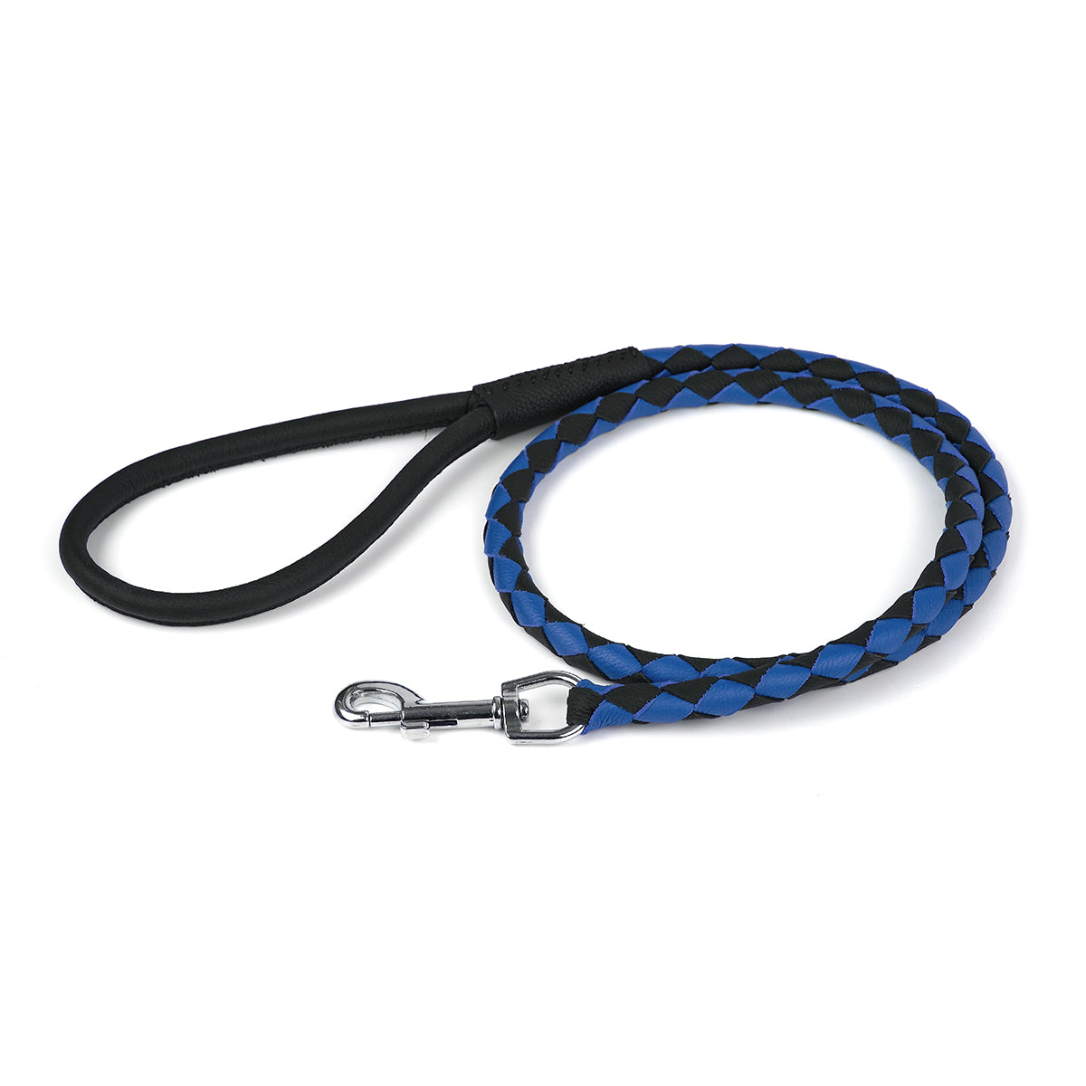 Soft Leather Dual-Color Braided Round Dog Lead