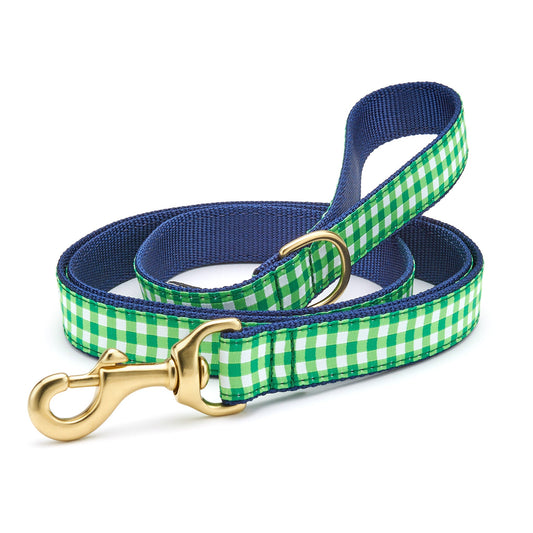 Lime Gingham Dog Lead