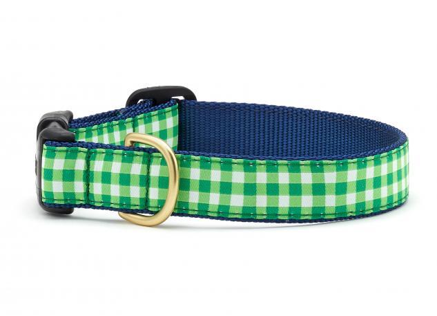 Lime Gingham Dog Collar