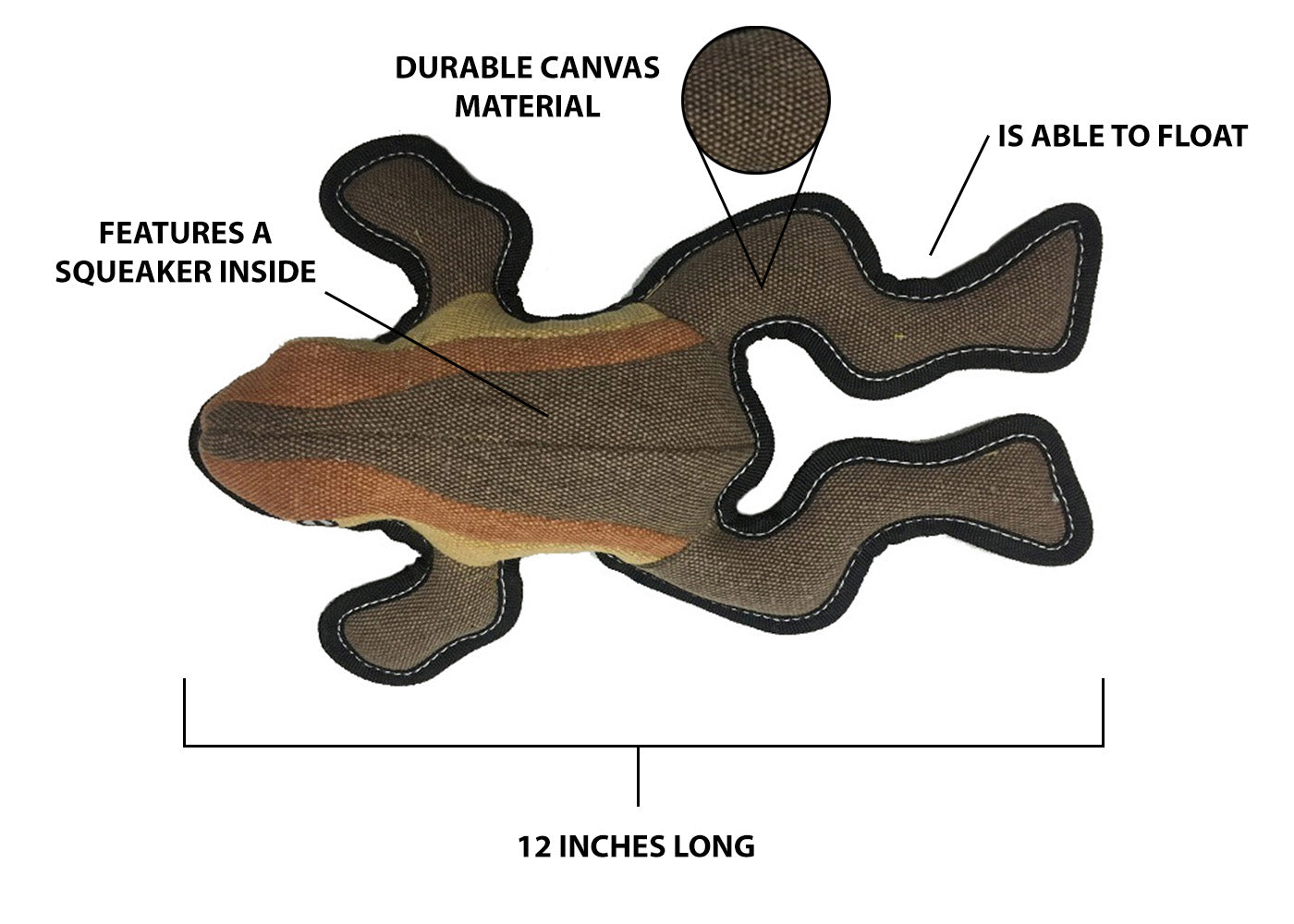 12" Nature Frog Animal Squeaky Dog Toy