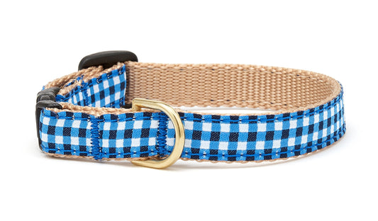 Navy Gingham Small Breed Dog Collar