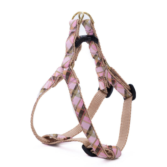 Pink Plaid Small Breed Dog Harness