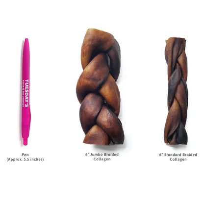 6" Standard Braided Collagen Sticks (Bulk)- Pack of 25