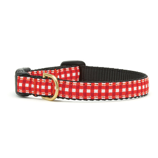 Red Gingham Small Breed Dog Collar