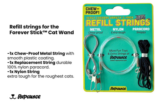 Heavy Chewers Pack Refill Strings - Replacement Strings for the Forever Stick Cat Wand