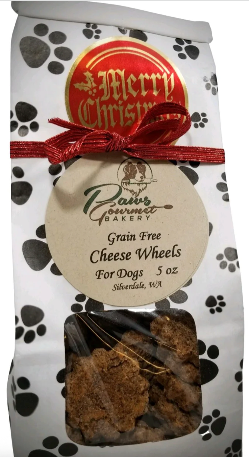 Paws Gourmet Bakery Holiday Christmas Seasonal Decorated Grain Free Cheese Wheels for Dogs