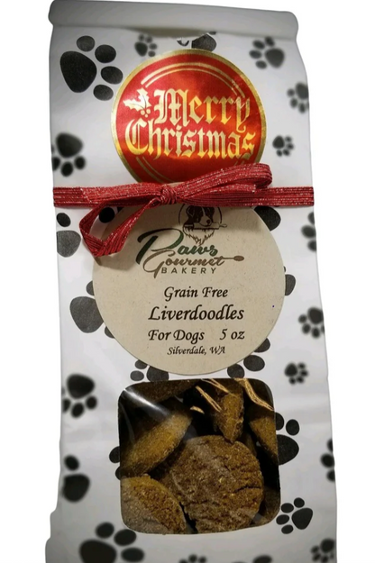 Paws Gourmet Bakery Holiday Christmas Seasonal Decorated Liverdoodles dog treats