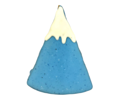 Paws Gourmet Bakery Year Round- Custom Treats (Special Order) mountain shaped cookie with blue icing and white top