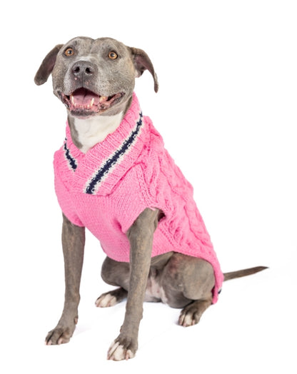 Cable Knit Preppy Pink Cable