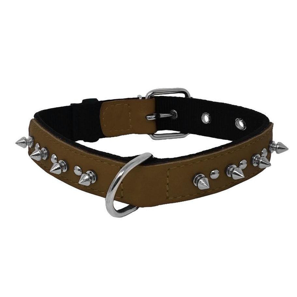 Leather + Nylon Spike Collar