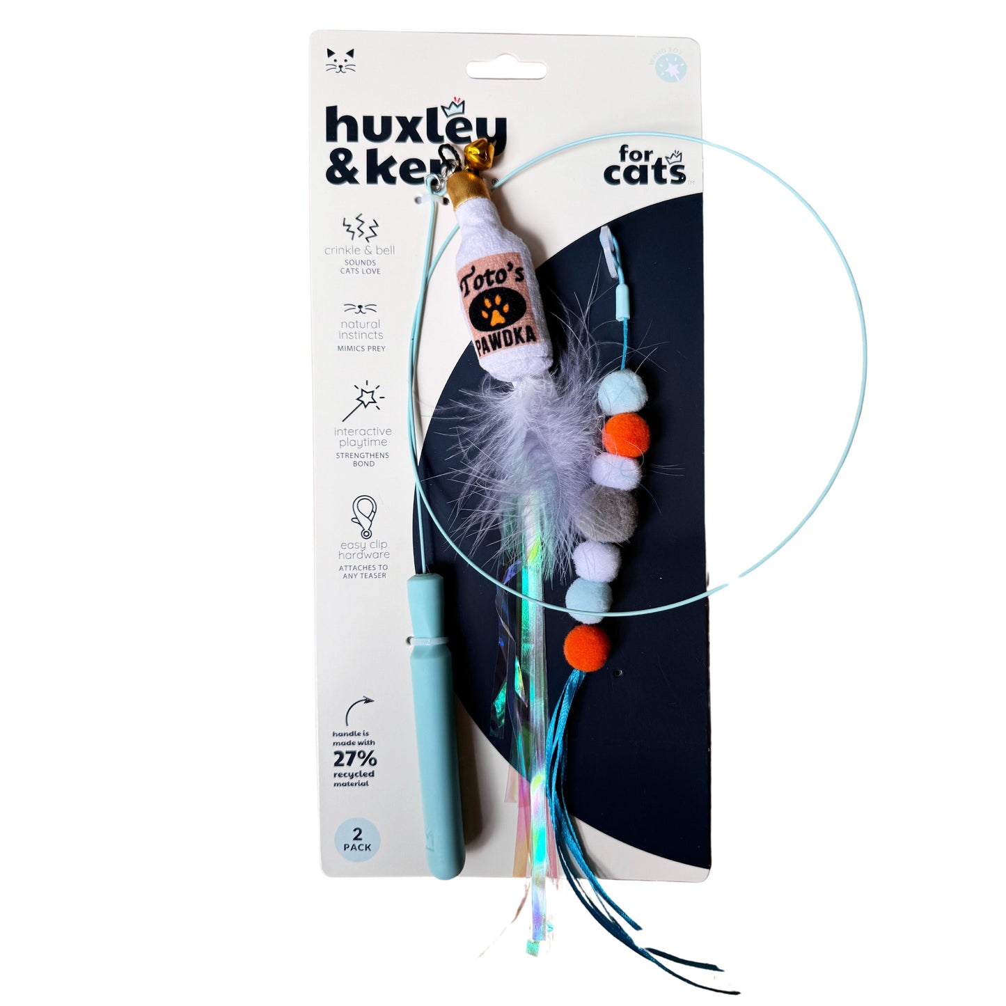 Wire Toto's & Pom Poms Wand 2pk Cat Toy