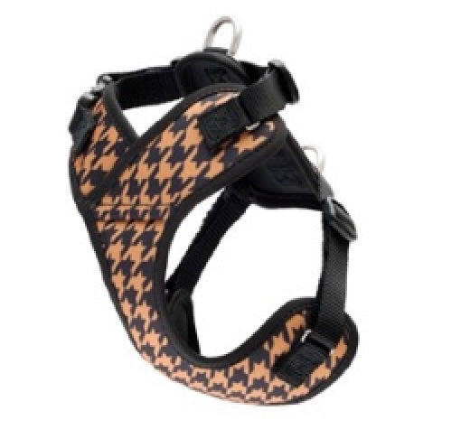 RC Pet Products Petite Explorer Harness in black and tan houndstooth pattern