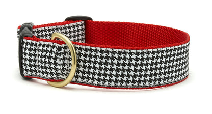 Classic Black Houndstooth Extra Wide Dog Collar 1.5"