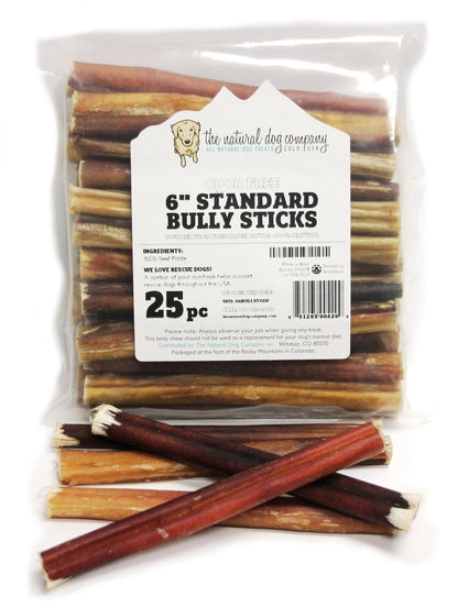 6" Standard Bully Sticks - Odor Free (Bulk)- Pack of 25