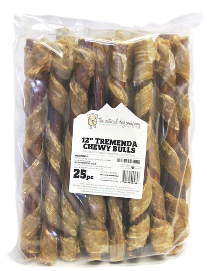 12" Tremenda Chewy Bull Sticks (Bulk)- Pack of 25