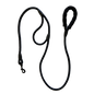 Black dog leash with a padded handle and a metal clip